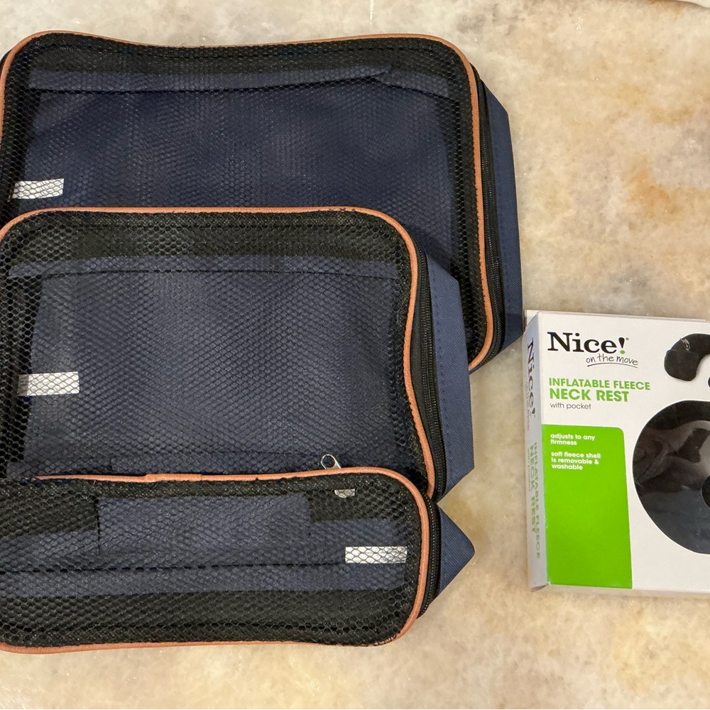 NEW TRAVEL BUNDLE, 3 Travel Packing Cubes, and NEW inflatable Neck pillow